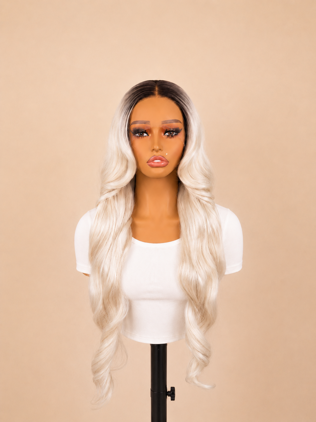 28" Platinum Blonde Body Wave Wig Lace Frontal