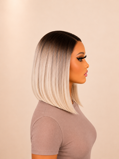 10" Dark Root Blonde Bob Wig – 13x6 HD Lace