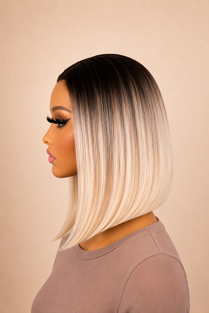 10" Dark Root Blonde Bob Wig – 13x6 HD Lace